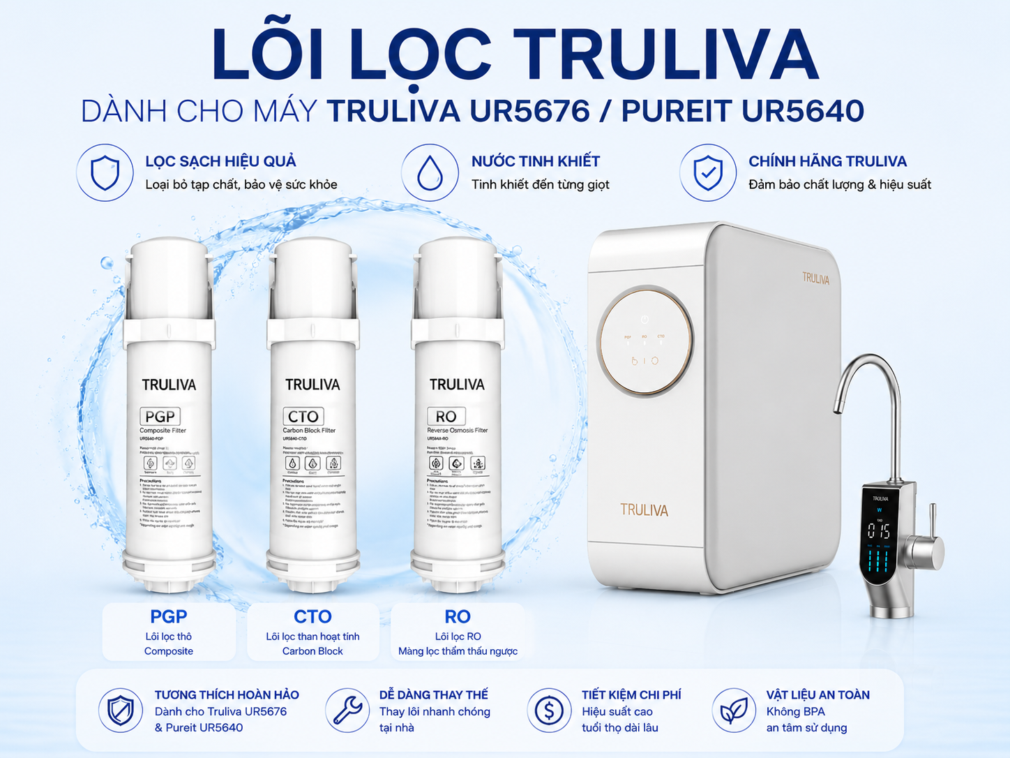 Lõi lọc Truliva cho máy Truliva UR5676 Pureit UR5640