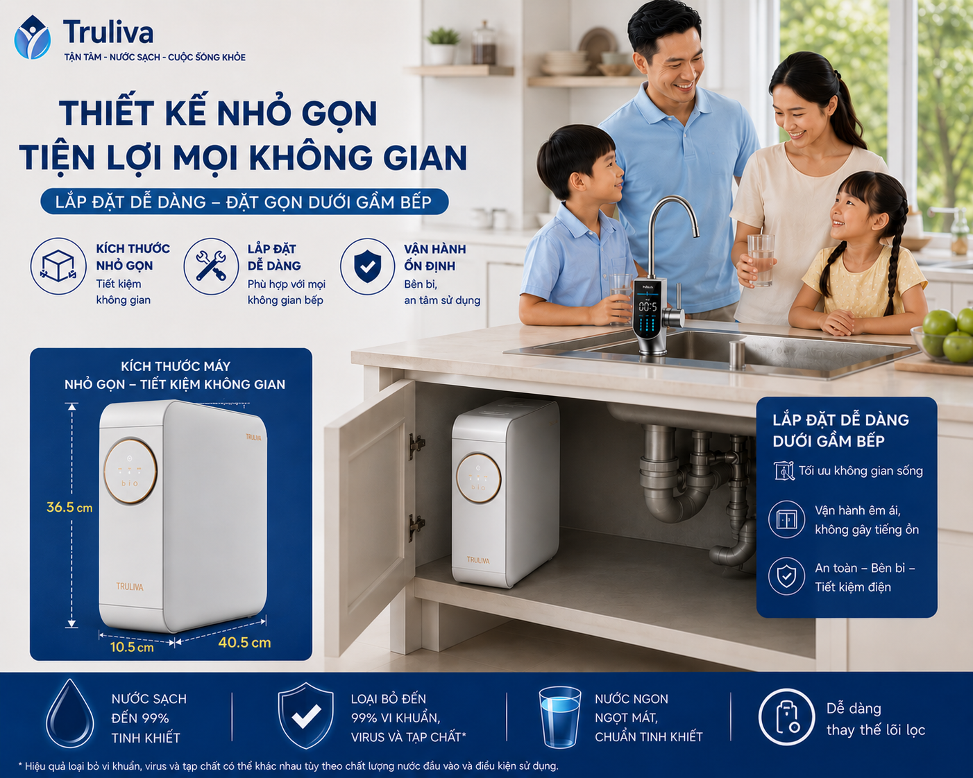 Máy Lọc Nước Âm Tủ Bếp Truliva UR5676 - Hình ảnh 6