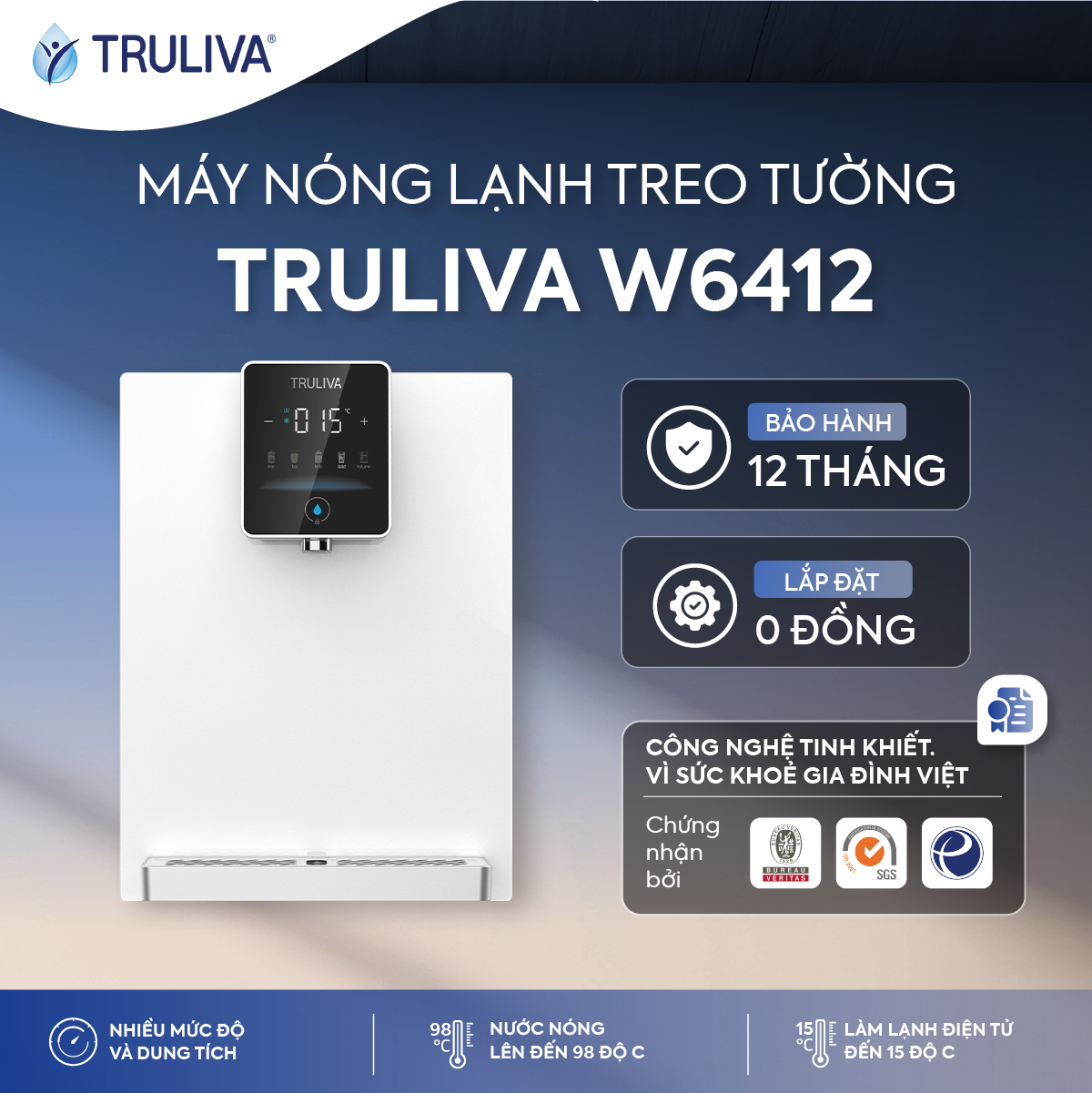 Máy nóng lạnh treo tường Truliva W6412 -3